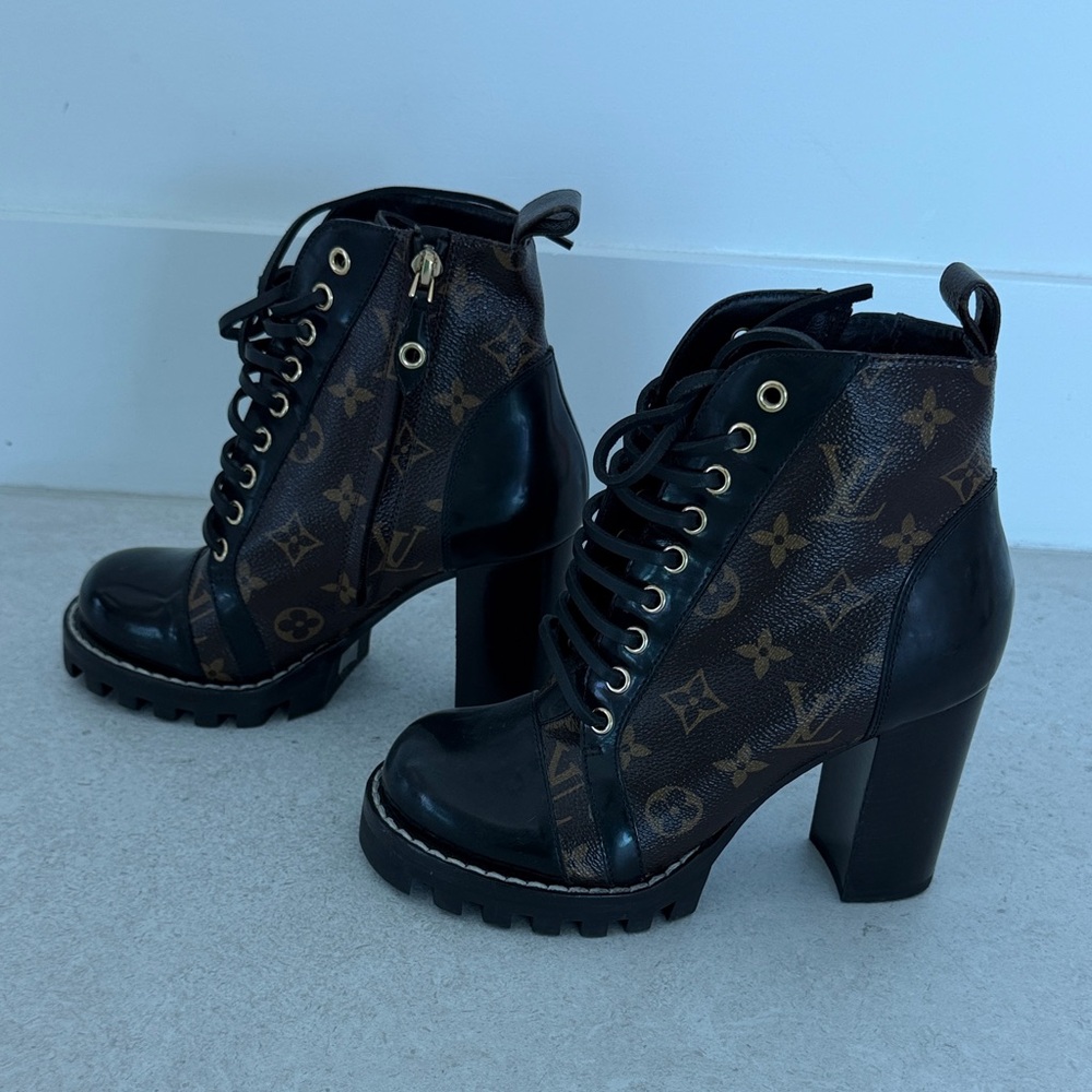 Louis Vuitton Black and Brown Heeled Boots
